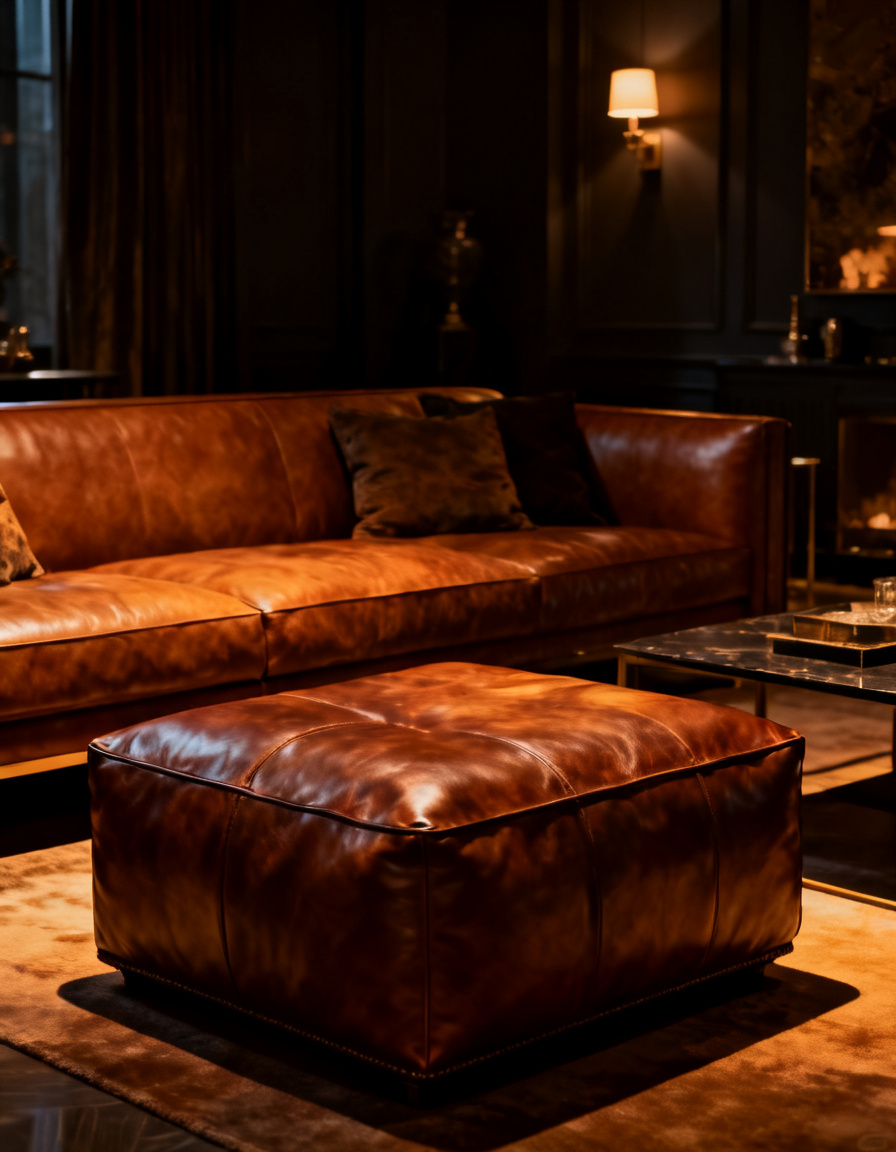 Moro Leather Ottoman
